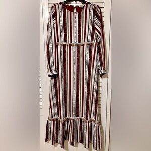 Hayden Los Angeles Women’s Boho Maxi Dress Striped Pom Pom Detail - Small